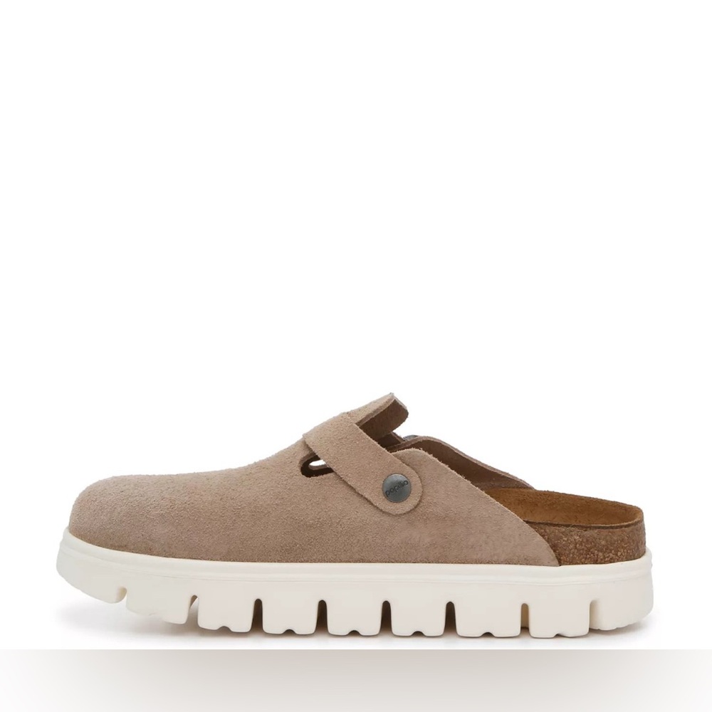 Papillio Women's Tan Suede Clogs - Picture 2 of 7